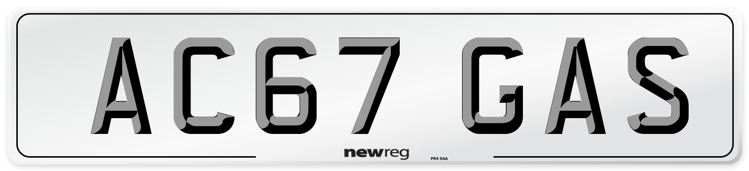 AC67 GAS Number Plate from New Reg